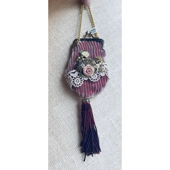 VTG Victorian-Style Coin Purse Bag Katherine’s Collection Burgundy 4"x2.5" W Tag - Picture 2 of 12